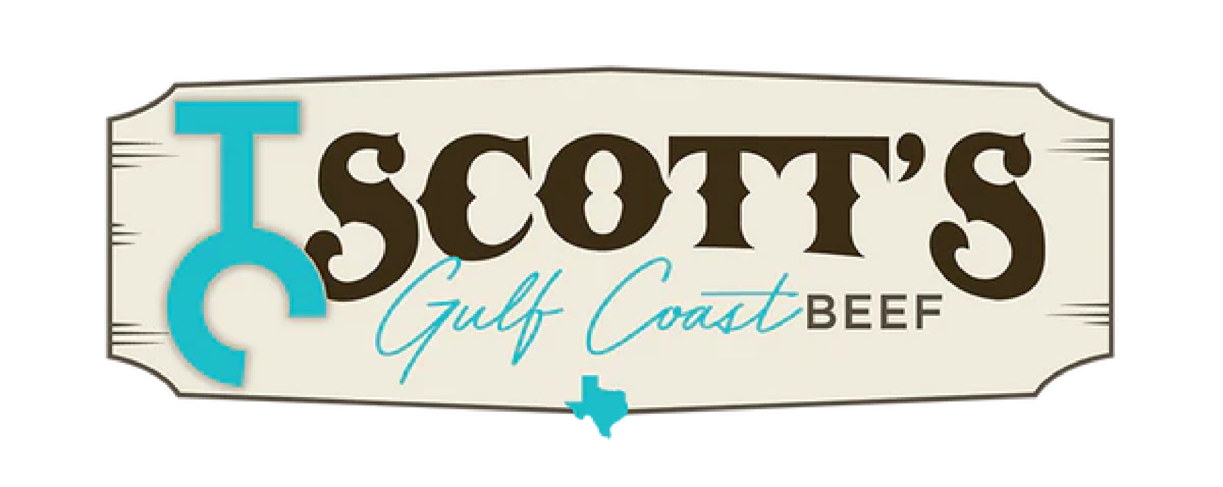 Logo of Scott's Gulf Coast Beef, featuring a rustic design with a blue icon and stylized text, representing quality beef products from the Gulf Coast region.